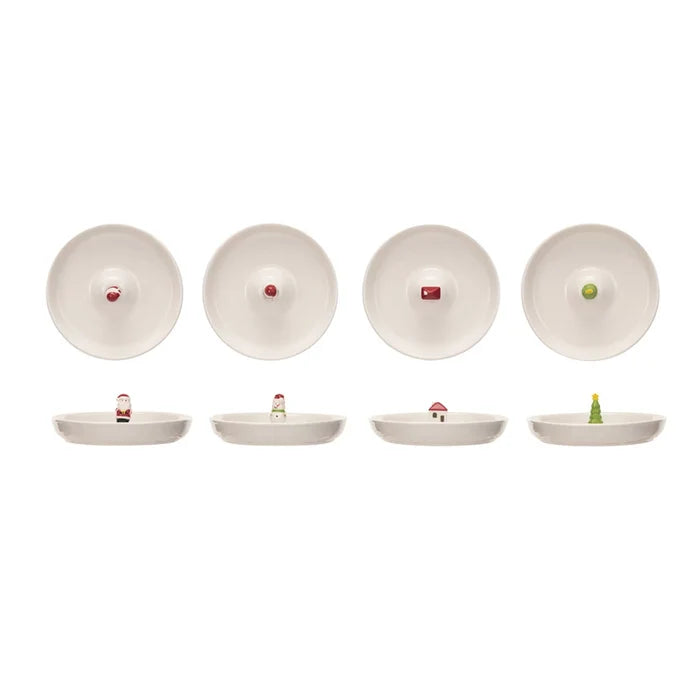 Stoneware Dish w/ Holiday Figures