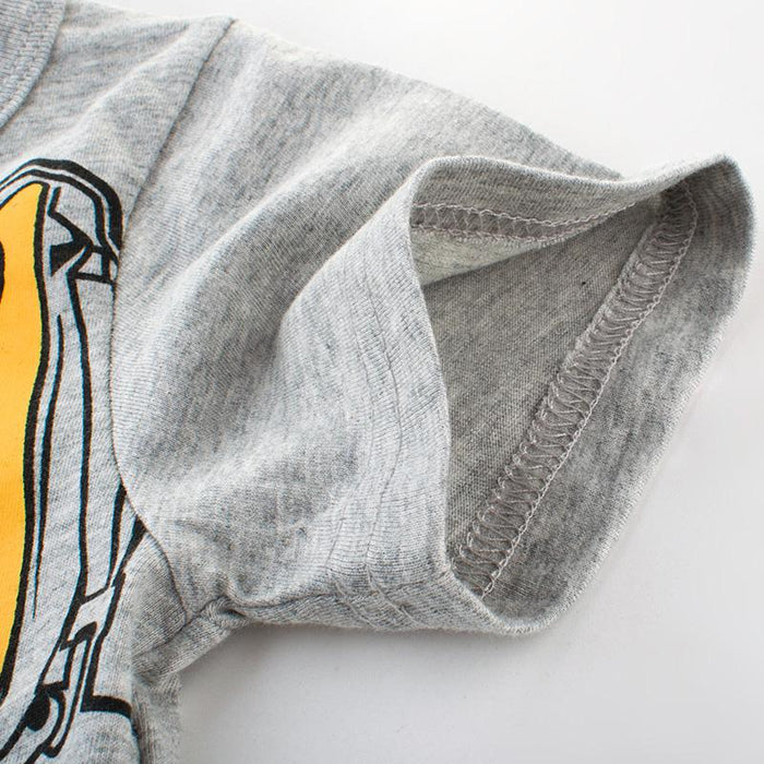 Summer Boys T-shirt with Cartoon Excavator Design
