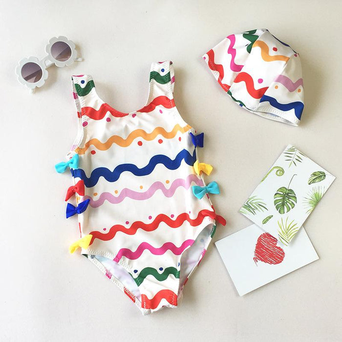 Summer Cute Rainbow Pattern Swimsuit for Girls