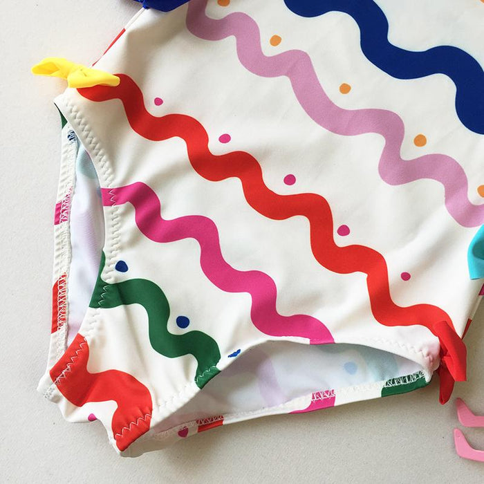Summer Cute Rainbow Pattern Swimsuit for Girls