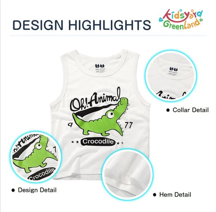 Summer Kids Vests with Crocodile Pattern - Kidsyard Greenland