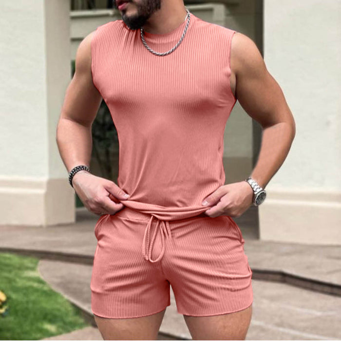Summer Sleeveless Shorts Sports Black Cotton Vest Non-hooded Clothing