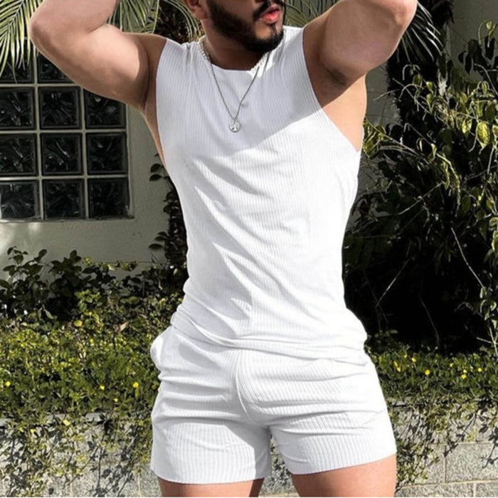 Summer Sleeveless Shorts Sports Black Cotton Vest Non-hooded Clothing