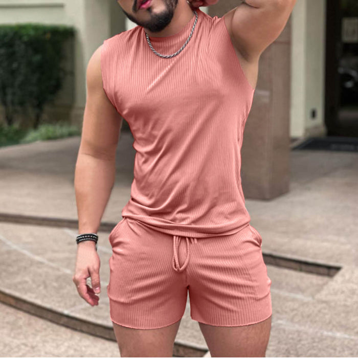 Summer Sleeveless Shorts Sports Black Cotton Vest Non-hooded Clothing