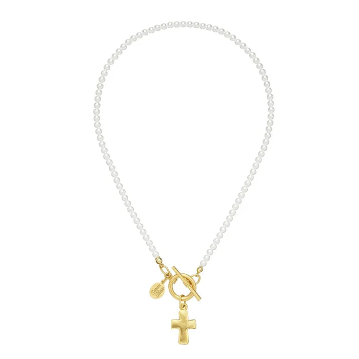 Susan Shaw - Necklace -  Katie - Small Cross Pearl - Findlay Rowe Designs