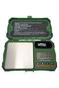 Green Swag digital pocket scale with stainless platform and 20 g precision weighing capacity