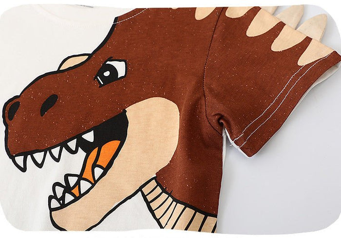 Toddler Boy 3D Cartoon Dinosaur Design T-shirt with Shorts Set