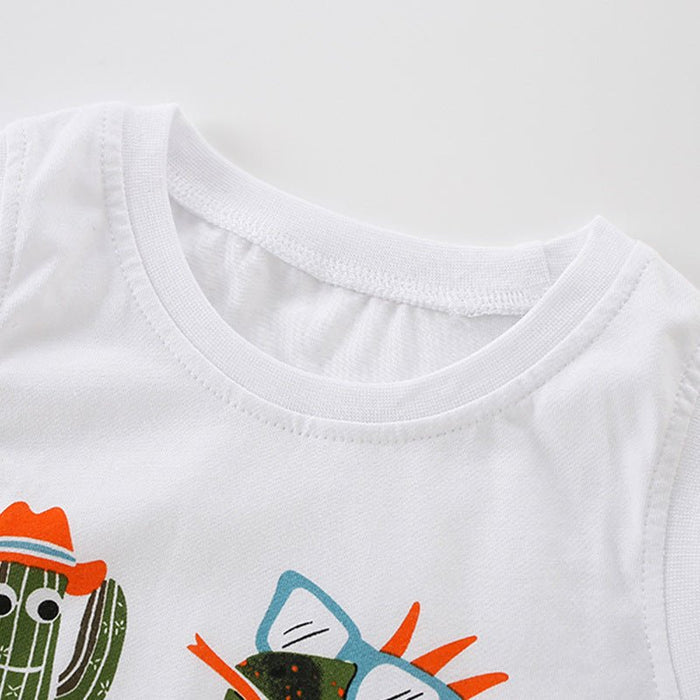 Toddler Boy Cool Chameleon Print Summer Top with Shorts Set