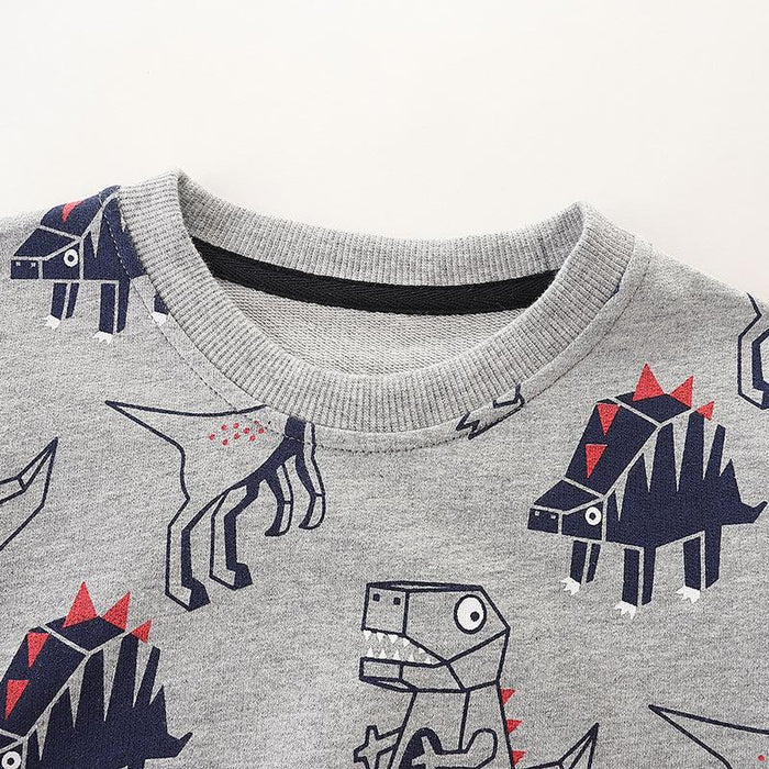 Toddler Boys Cartoon Dinosaur Long Sleeve Sweatshirt