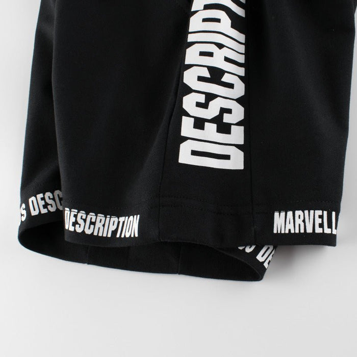 Toddler Boy's Letter Print Black Cotton Shorts