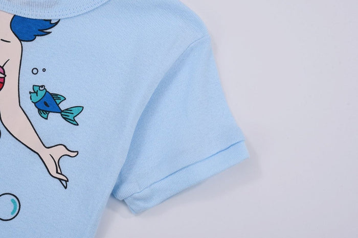 Toddler Girl's Mermaid Print Short Sleeve Pajama Set