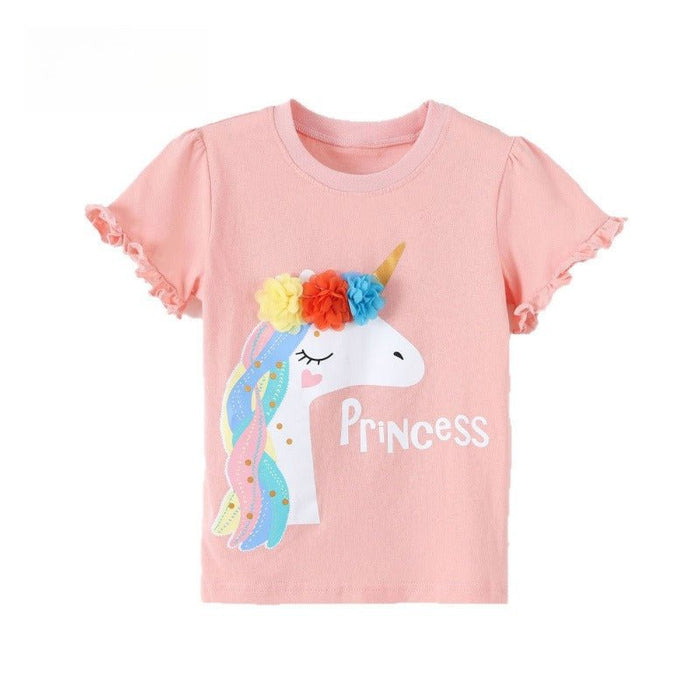 Toddler/Kid 3D Flower Unicorn Ruffle Sleeve Tee