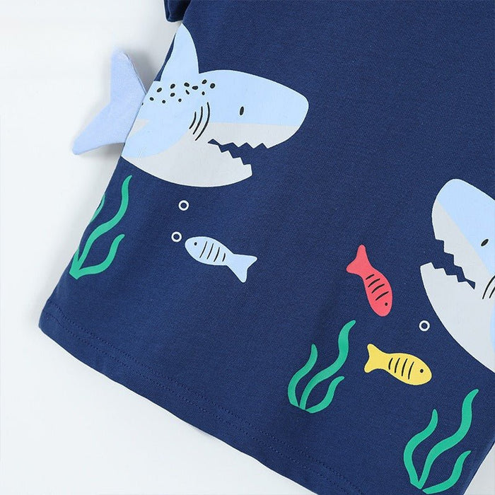 Toddler/Kid 3D Shark Short Sleeve Blue Tee