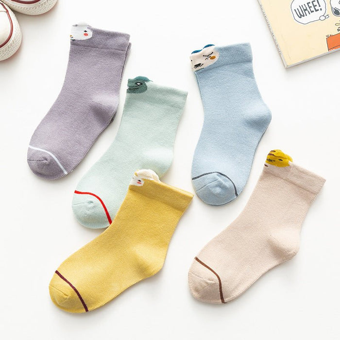 Toddler/Kid 5 Pair Cartoon Design Socks (4 Designs)