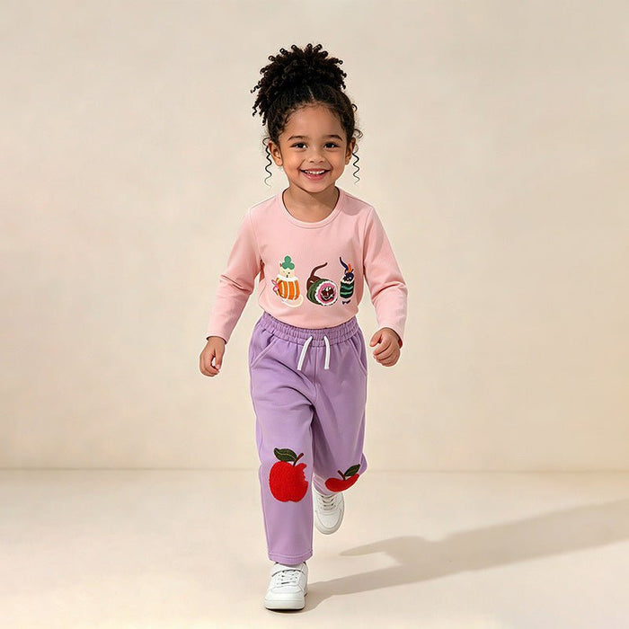 Toddler/Kid Apple Patch Wide Leg Sweatpants