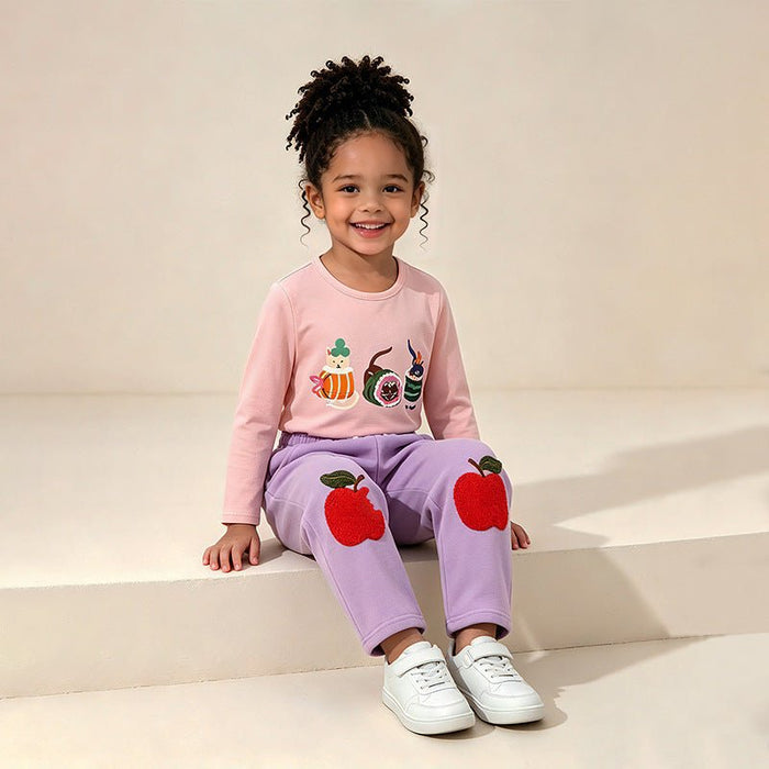 Toddler/Kid Apple Patch Wide Leg Sweatpants