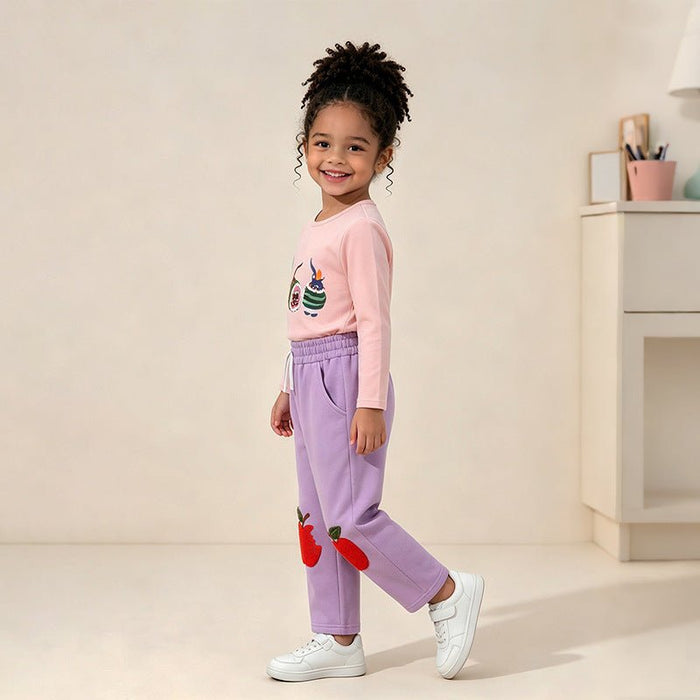 Toddler/Kid Apple Patch Wide Leg Sweatpants