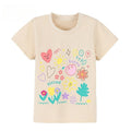 Toddler/Kid Beige Floral and Heart Doodle Casual T-Shirt