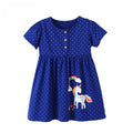 Toddler/Kid Blue Polka Dot Unicorn Short Sleeve Dress
