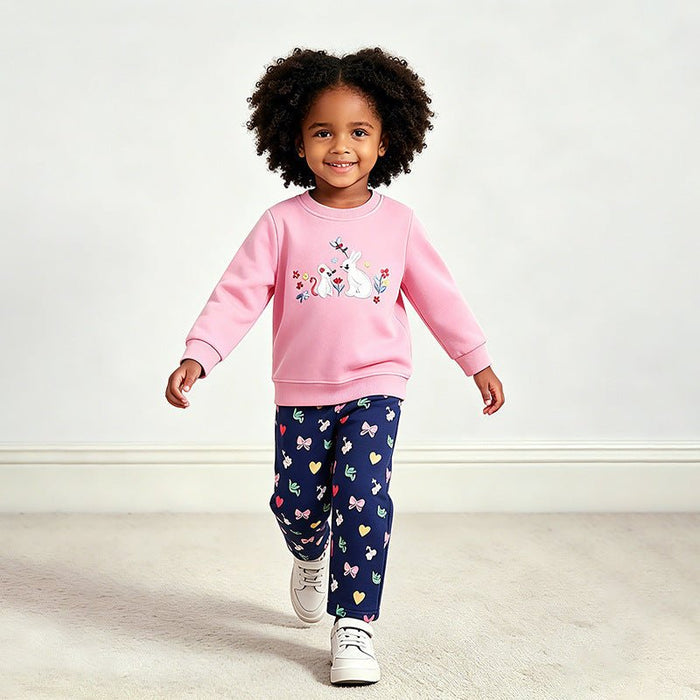 Toddler/Kid Bow Heart Print Wide Leg Sweatpants