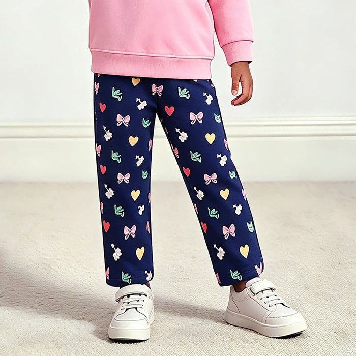 Toddler/Kid Bow Heart Print Wide Leg Sweatpants