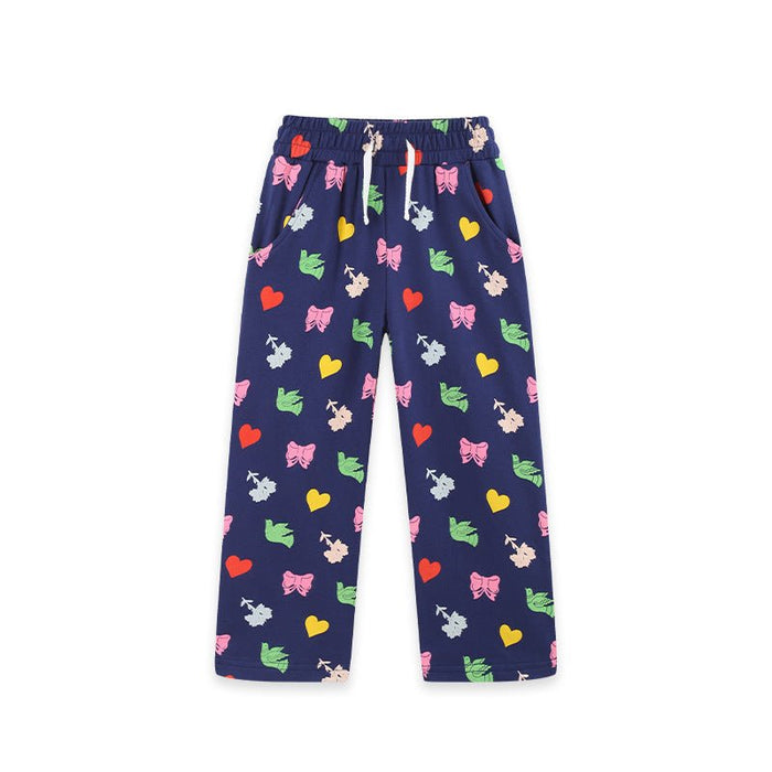 Toddler/Kid Bow Heart Print Wide Leg Sweatpants