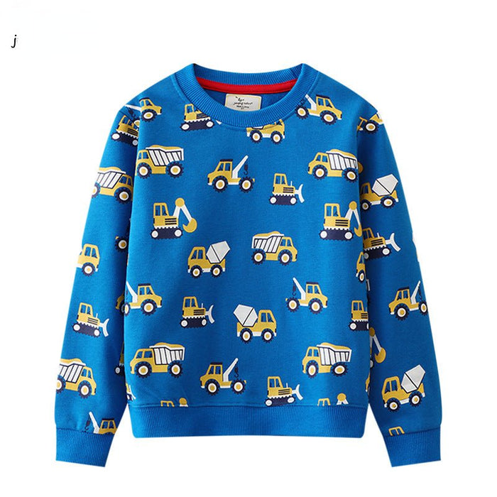 Toddler/Kid Boy Allover Vehicle Print Blue Sweatshirt