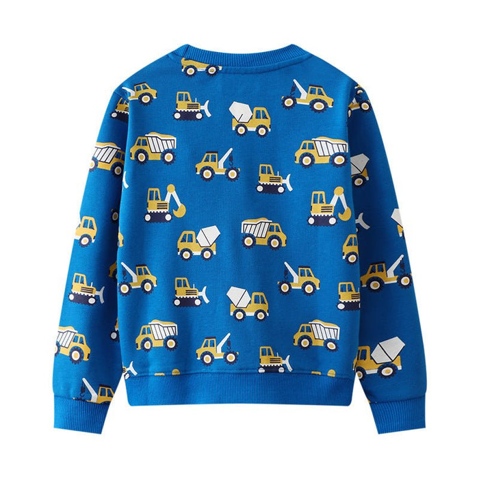 Toddler/Kid Boy Allover Vehicle Print Blue Sweatshirt