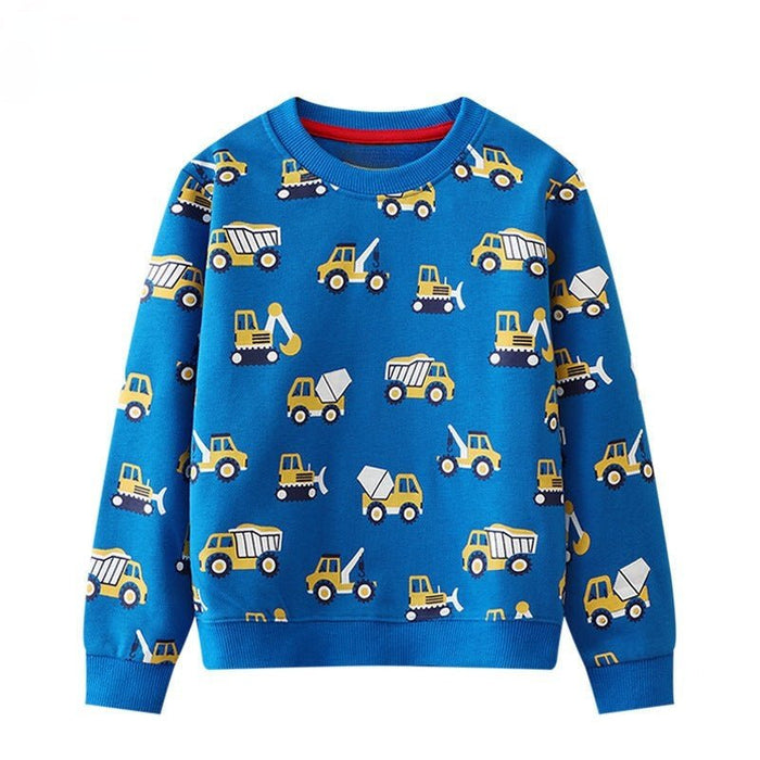 Toddler/Kid Boy Allover Vehicle Print Blue Sweatshirt