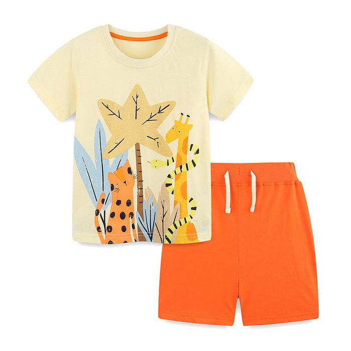 Toddler/Kid Boy Animals in Forest T-shirt and Shorts Set