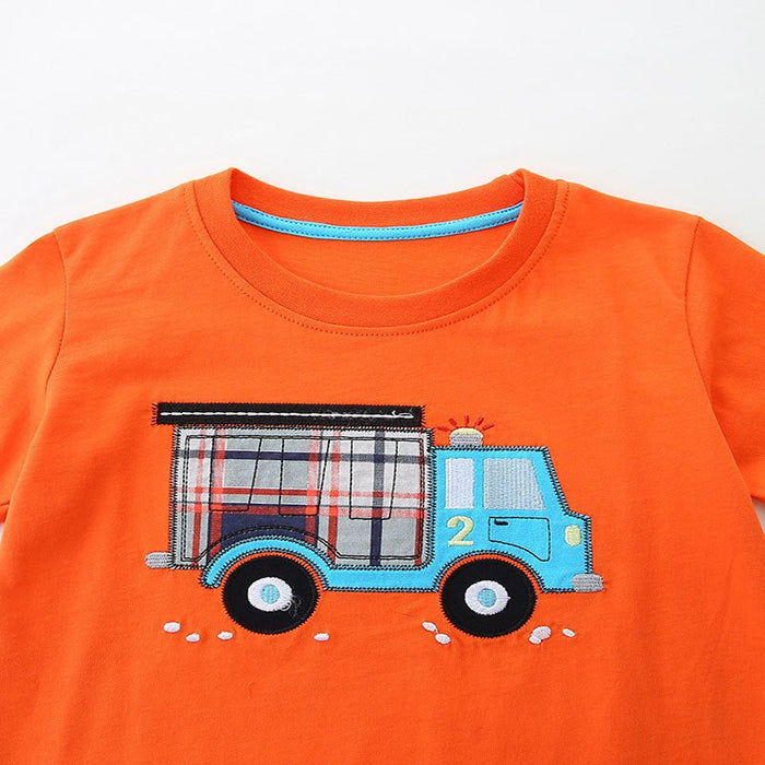 Toddler/Kid Boy Big Truck Embroidery T-shirt and Shorts Set