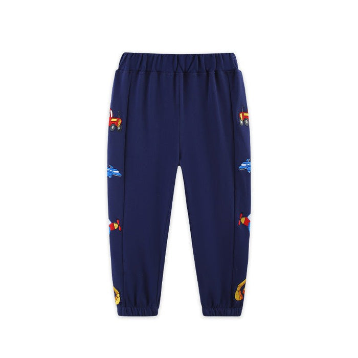 Toddler/Kid Boy Car and Aircraft Embroidery Design Pants
