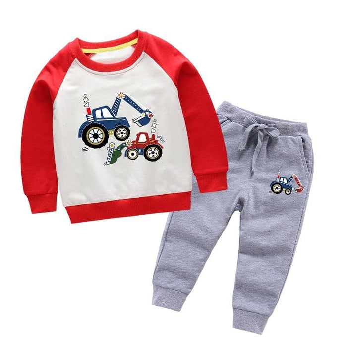 Toddler/Kid Boy Cartoon Cars Print Sweatshirt and Pants Set (3 colors)