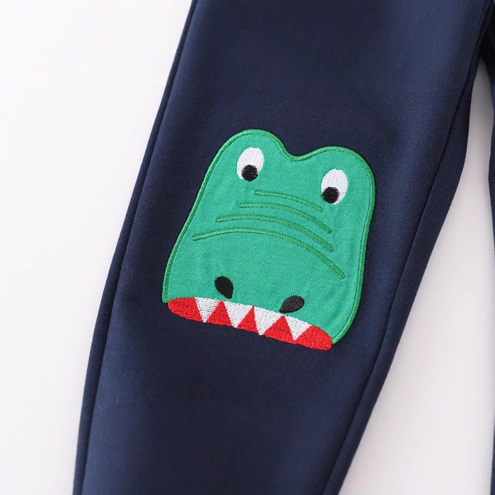 Toddler/Kid Boy Cartoon Green Dinosaur Embroidery Pants