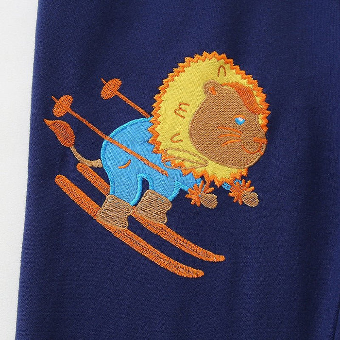 Toddler/Kid Boy Cartoon Lion Embroidery Design Pants