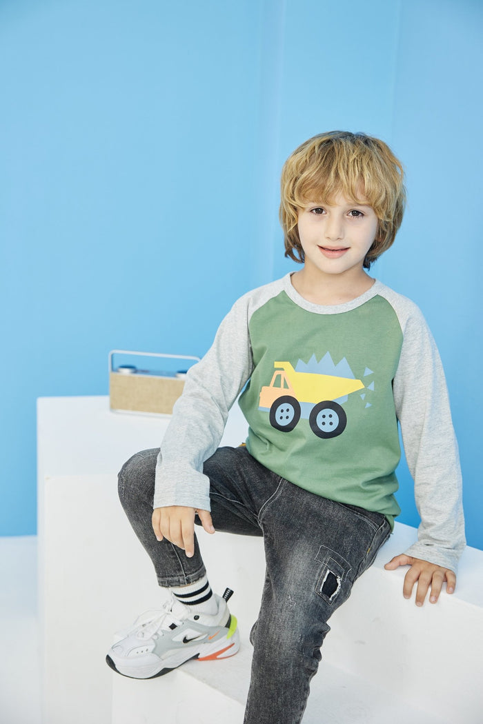 Toddler/Kid Boy Cartoon Truck Print Long Sleeve Shirt