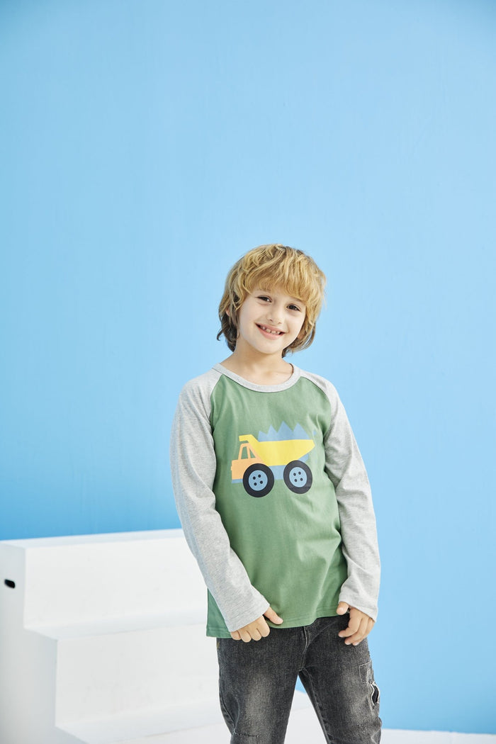 Toddler/Kid Boy Cartoon Truck Print Long Sleeve Shirt