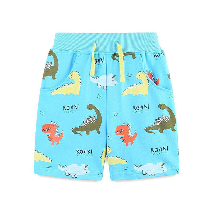 Toddler/Kid Boy Colorful Cartoon Dinosaurs Print Design Blue Shorts