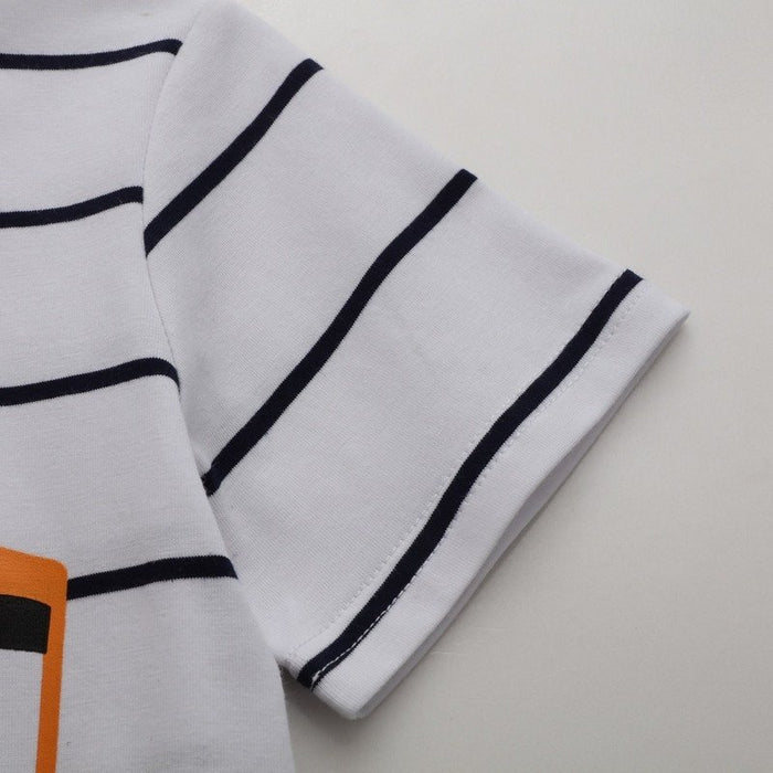 Toddler/Kid Boy Excavator Print Stripes T-shirt
