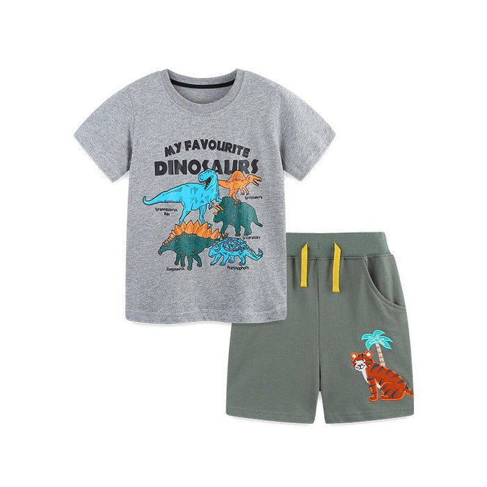 Toddler/Kid Boy Favorite Dinosaurs T-shirt and Tiger Shorts Set