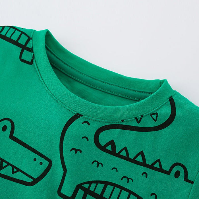 Toddler/Kid Boy Green Crocodile Print T-Shirt and Shorts Set