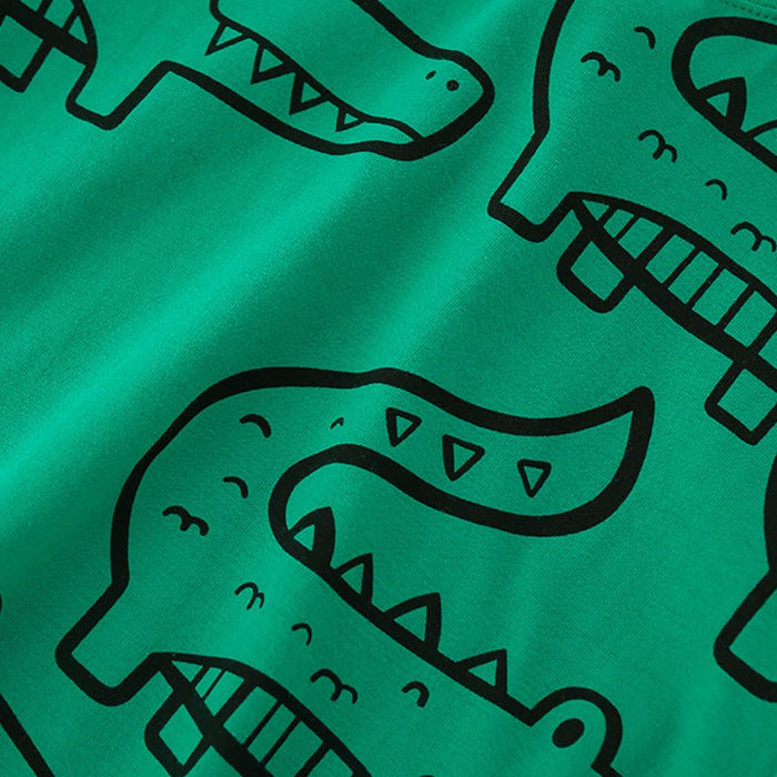Toddler/Kid Boy Green Crocodile Print T-Shirt and Shorts Set