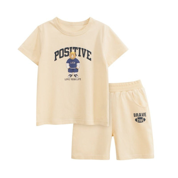 Toddler/Kid Boy "Love Your Life" Print T-shirt and Shorts Set (2 Colors)
