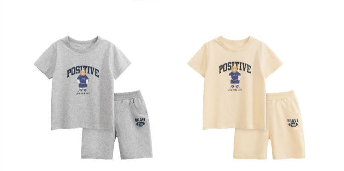 Toddler/Kid Boy "Love Your Life" Print T-shirt and Shorts Set (2 Colors)