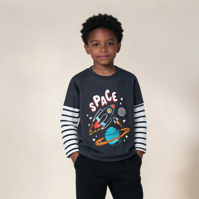 Toddler/Kid Boy Outer Space Print Cotton Tee