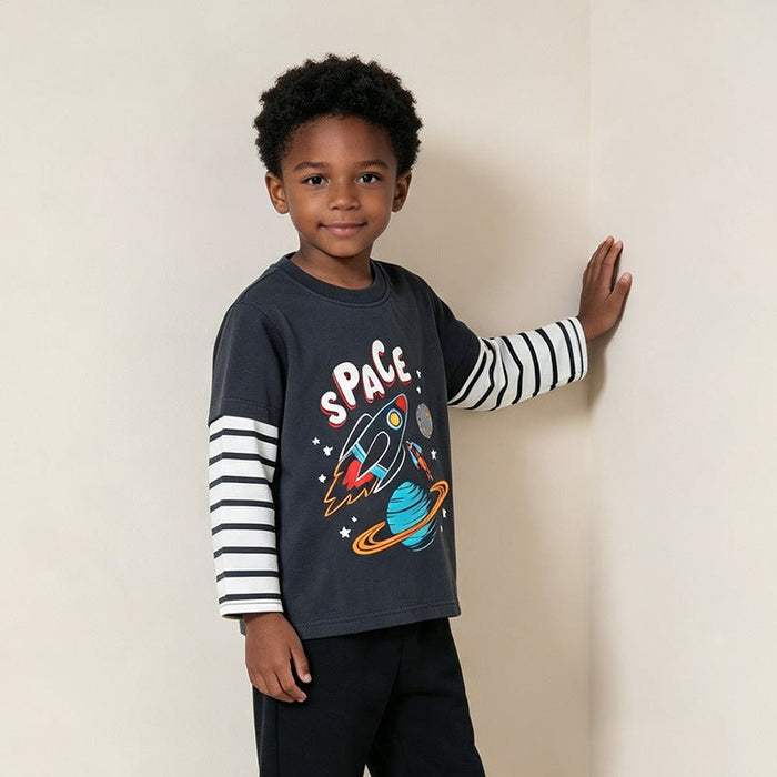 Toddler/Kid Boy Outer Space Print Cotton Tee