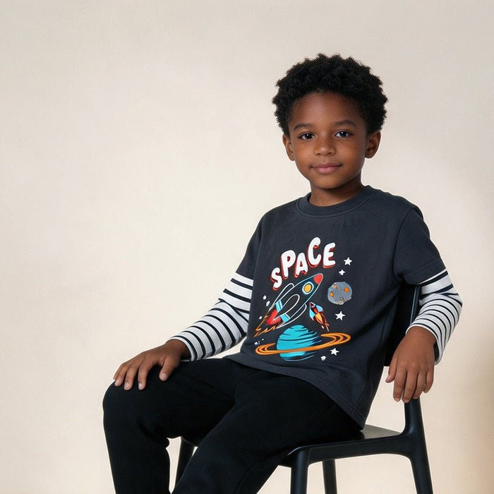 Toddler/Kid Boy Outer Space Print Cotton Tee