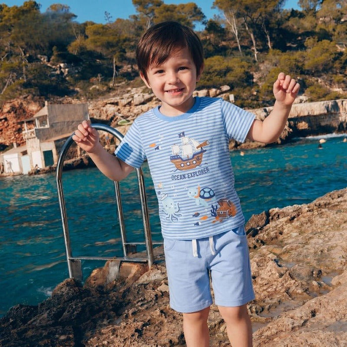 Toddler/Kid Boy Pirate Ship Stripe Matching Outfit