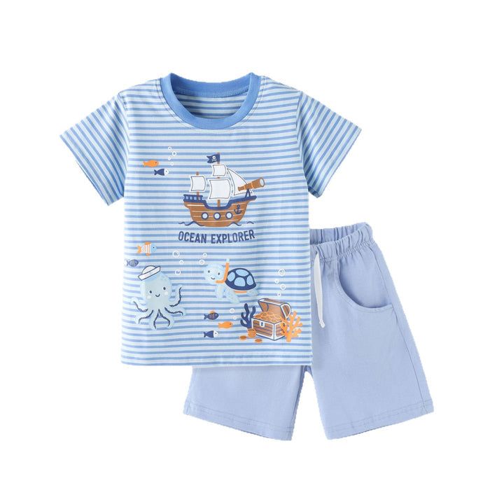 Toddler/Kid Boy Pirate Ship Stripe Matching Outfit