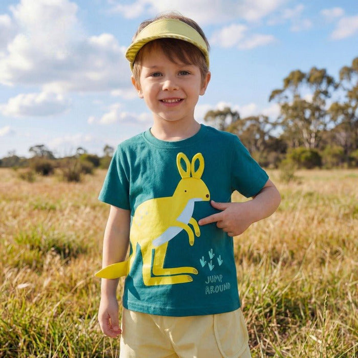 Toddler/Kid Boy Playful Yellow Kangaroo Print T-shirt